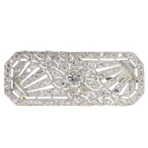 French platinum Art Deco diamond brooch